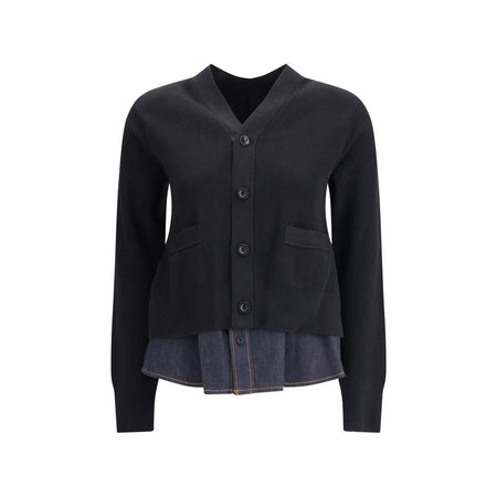 Sacai Cardigan with denim panel