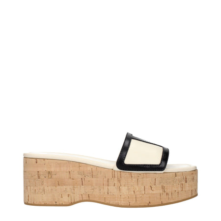 Valentino Garavani Beige Leather Wedges Sandals