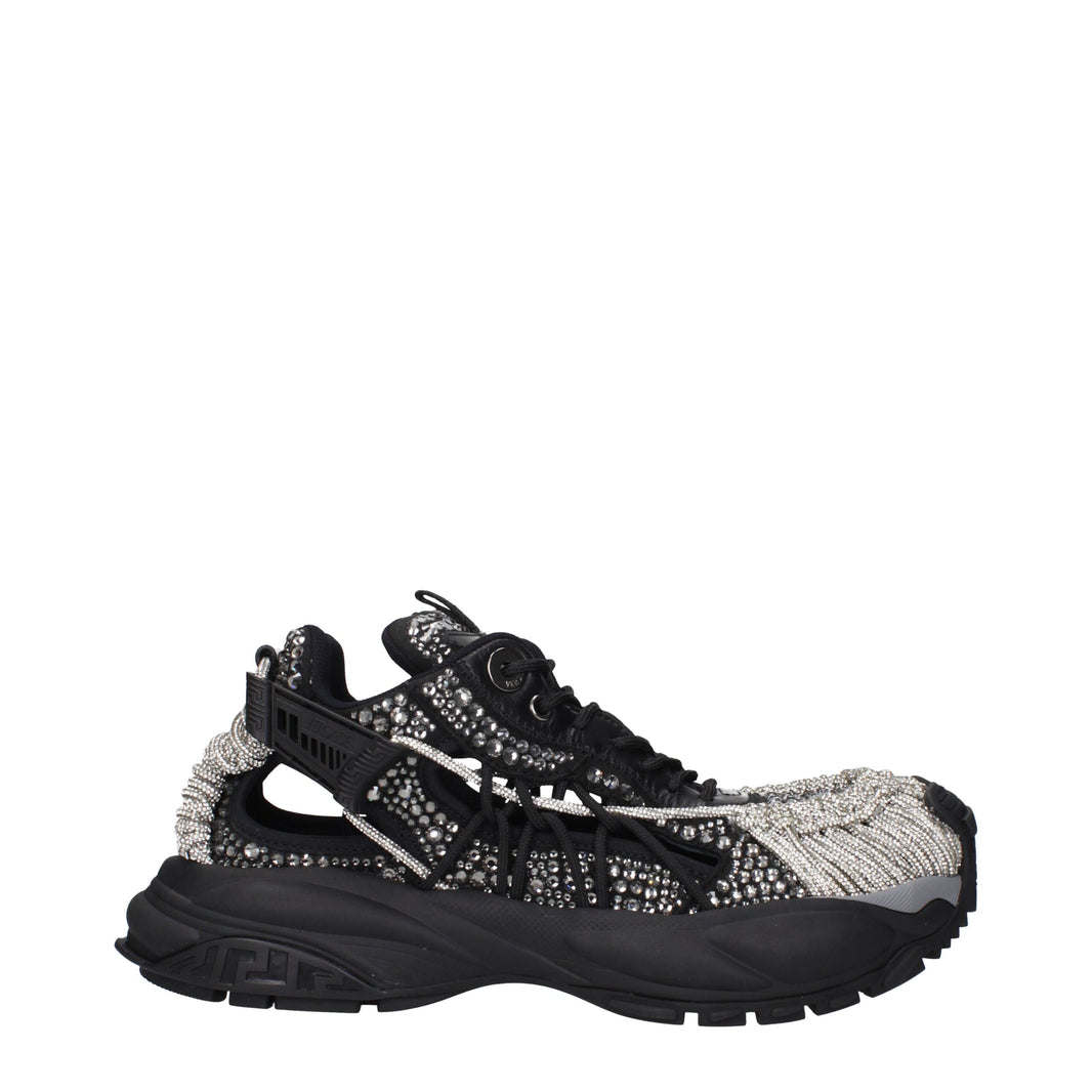 Versace Black Fabric Chunky Sneakers