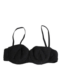 Dolce & Gabbana Black Polyester Embroidered Underwire Bra Underwear