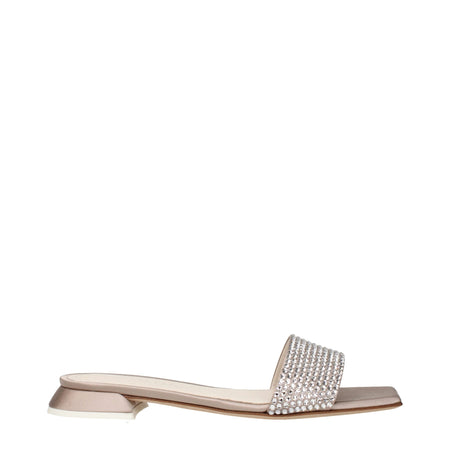 3Juin Beige Satin Slippers Sandals