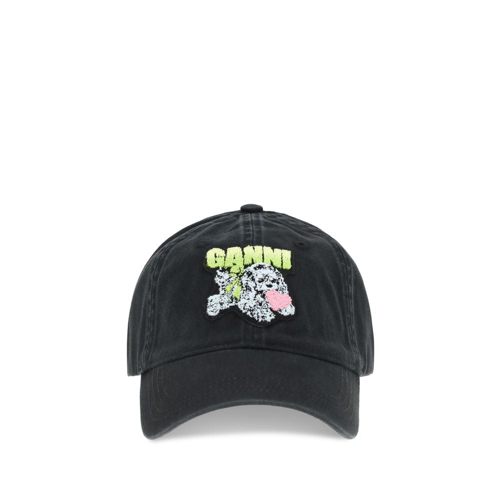 Ganni WASHED COTTON CANVAS PUPPY CAP