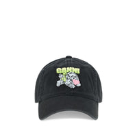 Ganni WASHED COTTON CANVAS PUPPY CAP