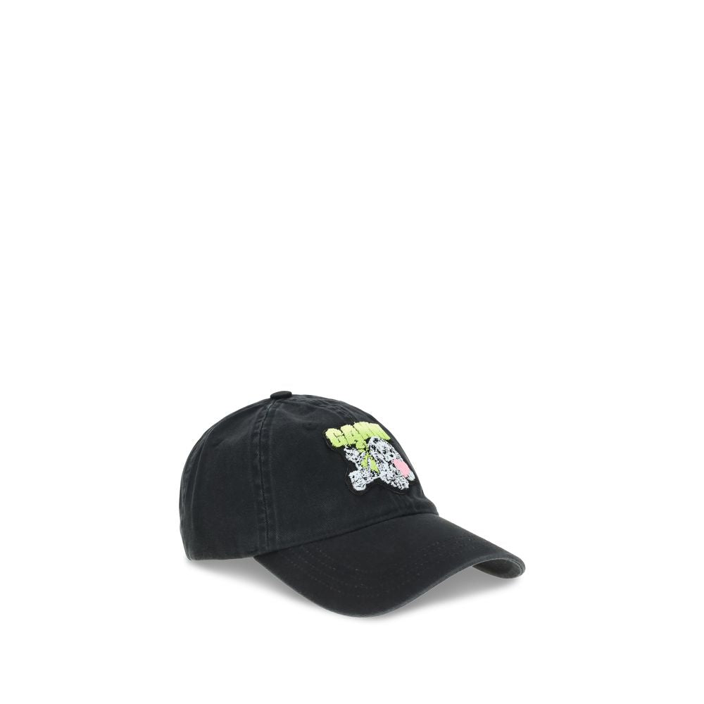 Ganni WASHED COTTON CANVAS PUPPY CAP