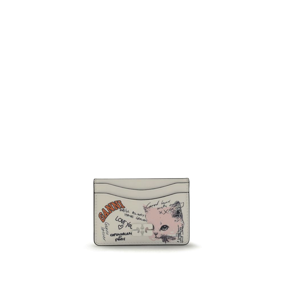 Ganni GANNI CARD HOLDER CAT SIGNATURE