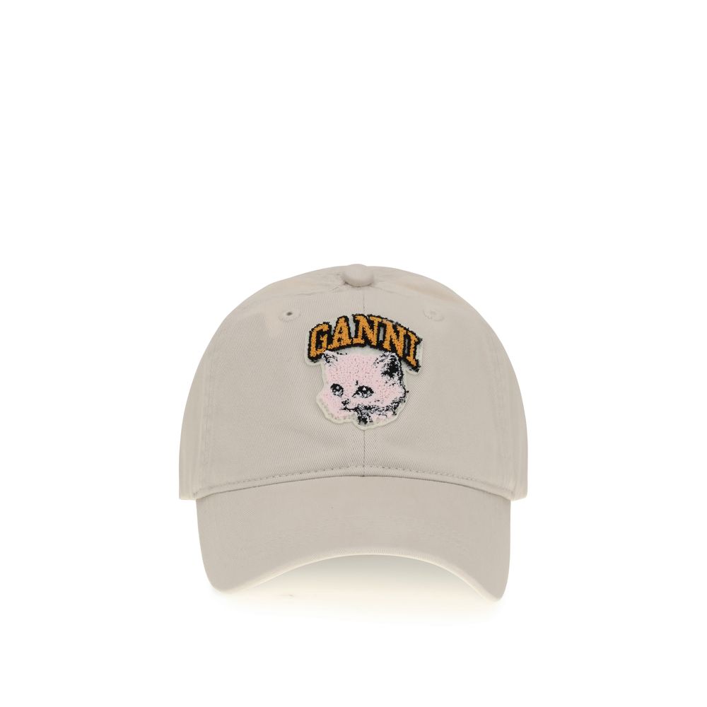 Ganni WASHED COTTON CANVAS CAT CAP