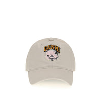 Ganni WASHED COTTON CANVAS CAT CAP