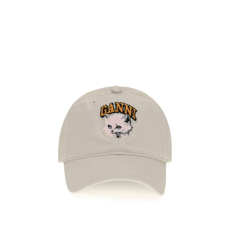 Ganni WASHED COTTON CANVAS CAT CAP