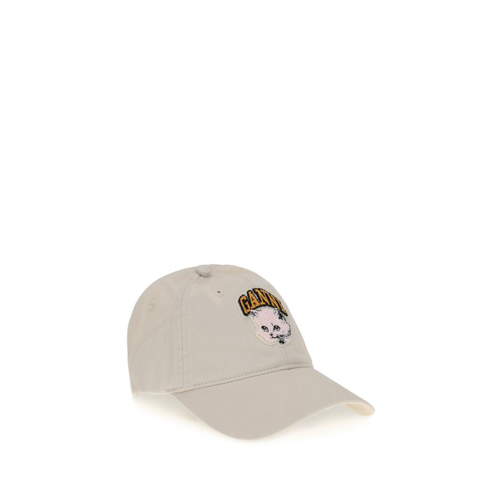 Ganni WASHED COTTON CANVAS CAT CAP