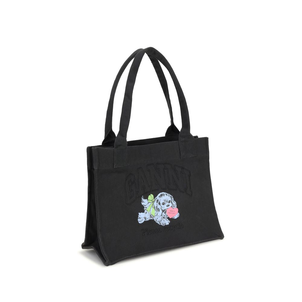 Ganni LARGE EASY SHOPPER POCKET DOG PRINT