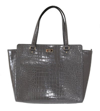 Kate Spade Grey Croc Embossed Leather Elissa Bristol Drive Tote Handbag Bag