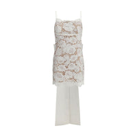 Self-Portrait Short satin Dress with lace bow