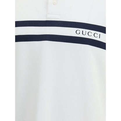 Gucci White Cotton Polo Shirt