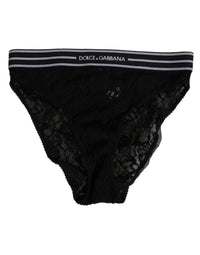 Dolce & Gabbana Black Lace Slip Brief Logo Waistband  Underwear