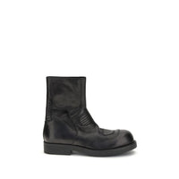 MM6 Black Leather Ankle Boots