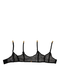 Dolce & Gabbana Black Floral Lace Nylon Strap Garter Underwear