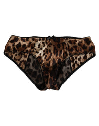 Dolce & Gabbana Brown Leopard Silk Mid Waist Panty Underwear