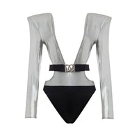 Dolce & Gabbana Gray Viscose One-Piece Swimsuit