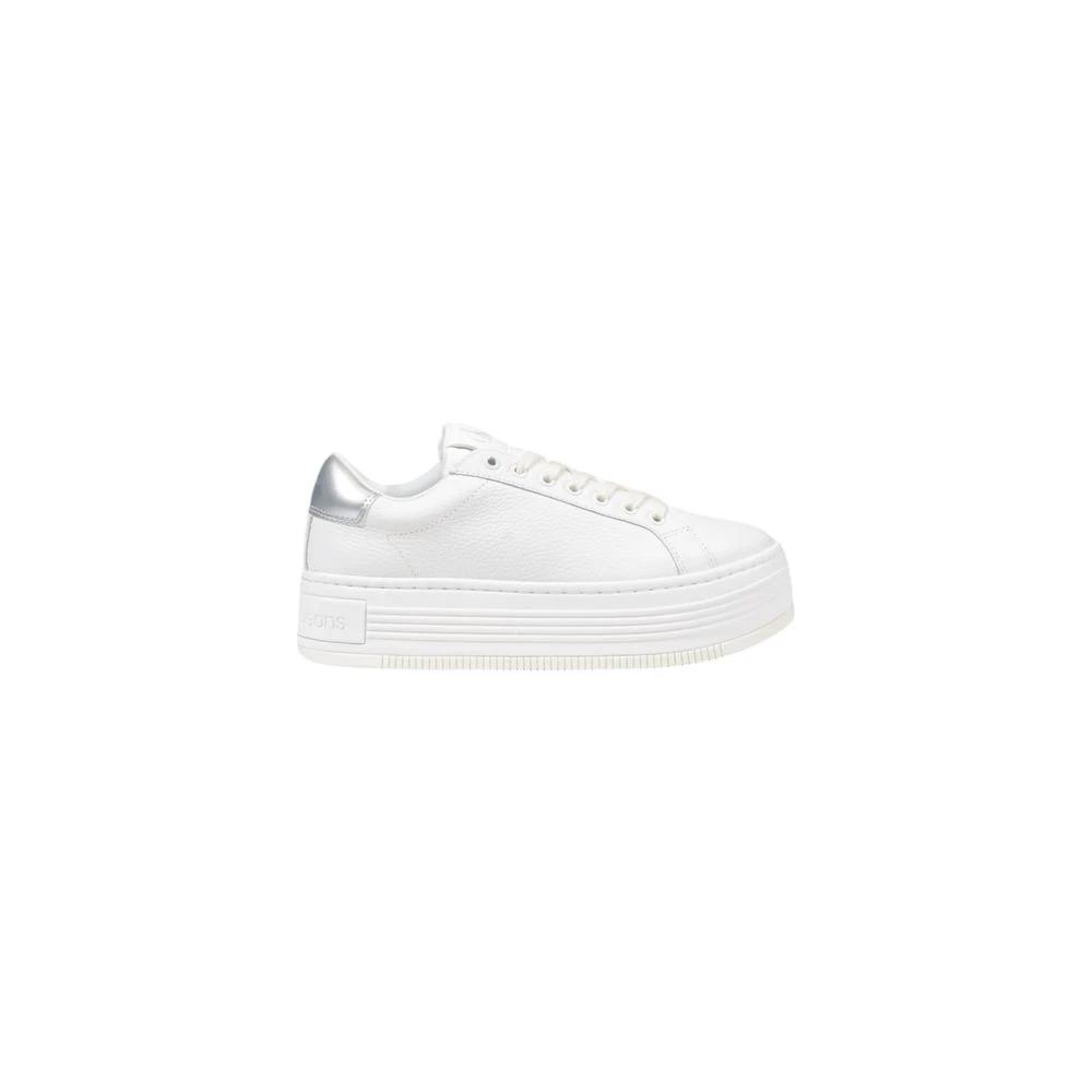 Calvin Klein Jeans Silver Leather Platform Sneakers by Calvin Klein Jeans