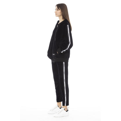 Baldinini Trend Black Cotton Women Sweater with Adjustable Hood