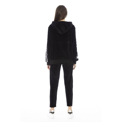 Baldinini Trend Black Cotton Women Sweater with Adjustable Hood