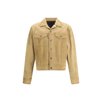 Dsquared² Beige Leather Denim Jacket