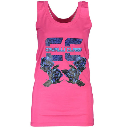 Cavalli Class Pink Cotton Tank Top