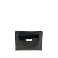 MM6 Black Calf Leather Bos Taurus Clutch Bag