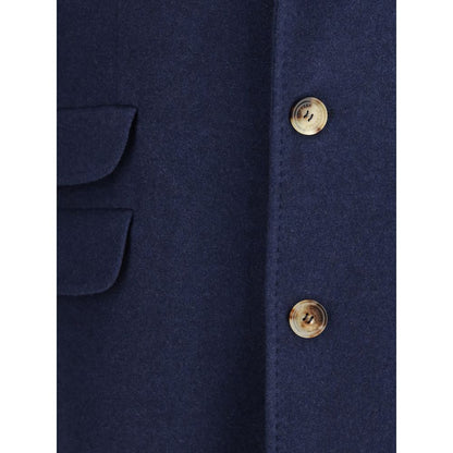 Brunello Cucinelli Blue Cashmere Coat
