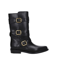 Celine Black Leather Flat Boots