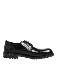 Dolce & Gabbana Black Leather Studded Men Formal Derby Shoes