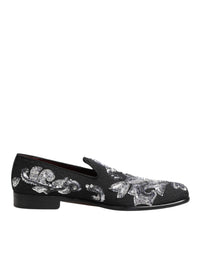 Dolce & Gabbana Black Silver Sequined Loafers Men Dress Shoes