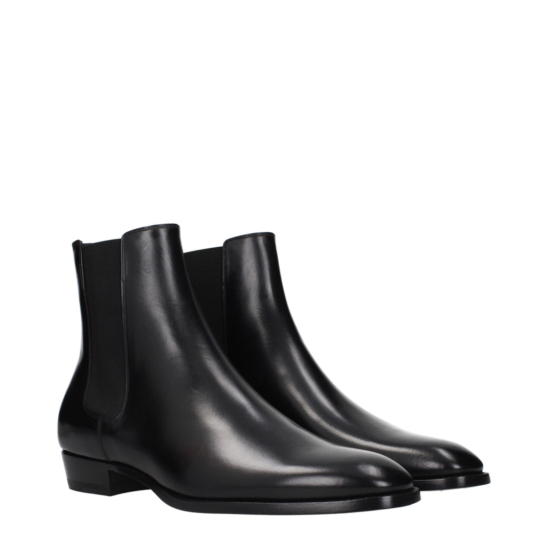 Celine Black Leather Ankle Boots