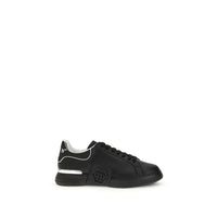 Philipp Plein Black Calf Leather Bos Taurus Athletic Sneakers