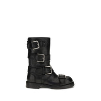Dolce & Gabbana Black Calf Leather Bos Taurus Lace-Up Boots