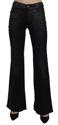 John Galliano Black Washed High Waist Flared Denim Casual Pants Jeans