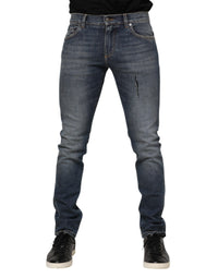 Dolce & Gabbana Blue Washed Cotton Skinny Men Denim Jeans