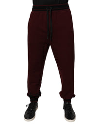 Dolce & Gabbana Maroon Cotton Men Jogger Sweatpants Pants