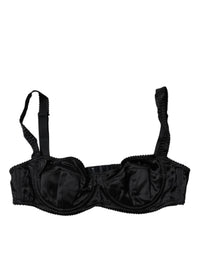 Dolce & Gabbana Black Silk Semi-Pad Balconette Bra Underwear