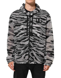 Dolce & Gabbana Gray Camouflage Hooded Sweatshirt Jacket