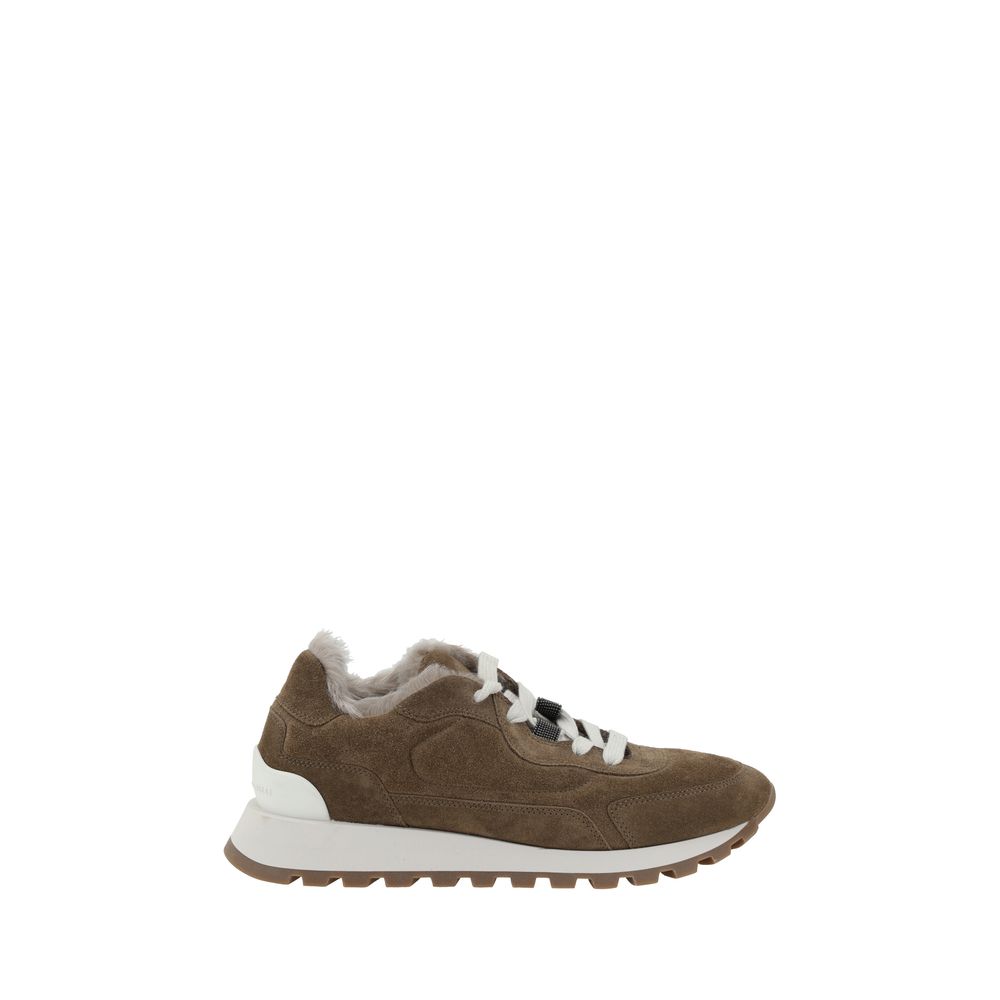 Brunello Cucinelli Brown Rubber Platform Sneakers