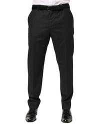 Dolce & Gabbana Black Cotton Mid Waist Dress Trouser Pants