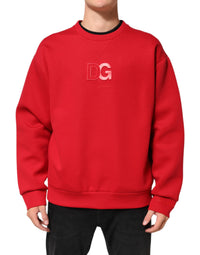 Dolce & Gabbana Red DG Logo Crew Neck Men Sweatshirt Sweater