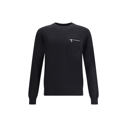 Fendi Black Fleece Wool Sweatshirt