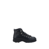 Prada Black Rubber Lace-Up Boots