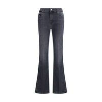 7FOR Black Cotton Bootcut Jeans