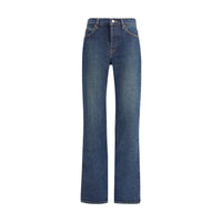 Saint Laurent Blue Cotton Straight-Leg Jeans