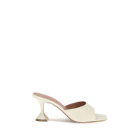 Amina Muaddi Cream Calf Leather Bos Taurus Flat Sandals
