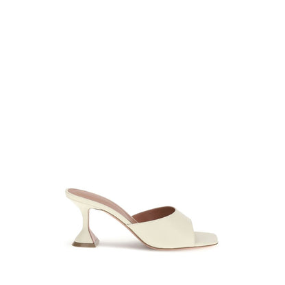 Amina Muaddi Cream Calf Leather Bos Taurus Flat Sandals