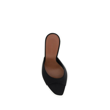 Amina Muaddi Black Calf Leather Bos Taurus High Heel Pumps